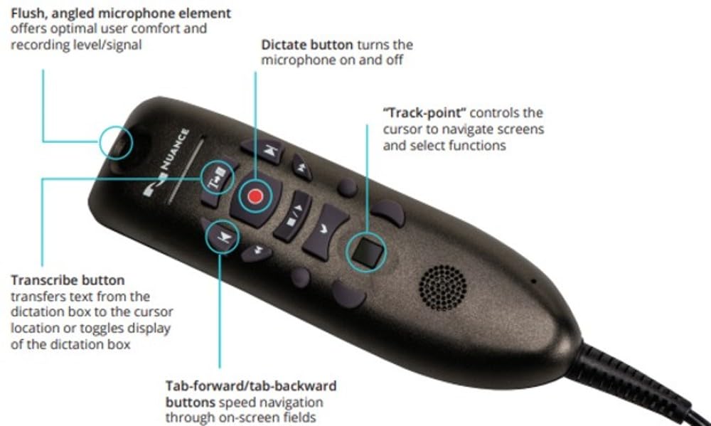 Nuance Powermic Iii Microphone For Dragon (Non Healthcare), 9 Ft Cord, Dictate Documents And Control Your Pc   All By Voice, [Pc